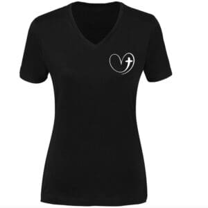 V-neck tee: Heart Cross