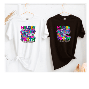 Walk By Faith - Colourful sneakers tee