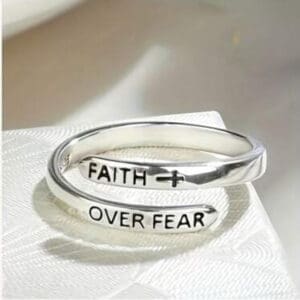 925 Sterling Silver Ring - Faith over fear - Ajustable